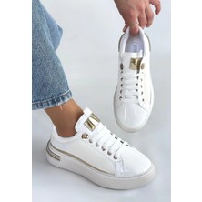 Hley Beyaz Rugan Paraşüt Detaylı Bağcıklı Spor Ayakkabı