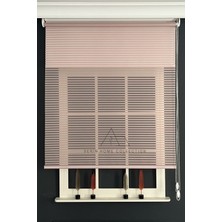 Serin Home Collection Pembe Jaluzi Görünümlü Tül ve Stor Perde (Dayanıklı Alüminyum Kasa)