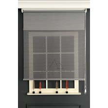 Serin Home Collection Siyah Jaluzi Görünümlü Tül ve Stor Perde (Dayanıklı Alüminyum Kasa)