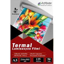 ArtMaster A3 Parlak Laminasyon Filmi 50 Li 1 Paket 125 Mikron Pvc Kaplama Laminasyon Kaplama Poşeti 50 Adet