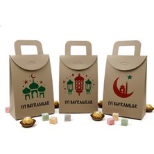 Repro Design 10 x 15 cm 3 Adet Iyi Bayramlar Baskılı Boş Mendil, Şeker, Harçlık, Hediye Kutusu, Hediye Paketi