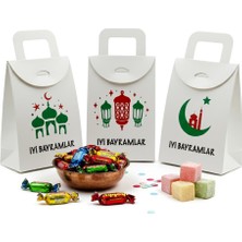 Repro Design 10 x 15 cm Beyaz 3 Adet Iyi Bayramlar Baskılı Boş Mendil, Şeker, Harçlık, Hediye Kutusu,