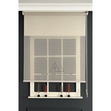 Serin Home Collection Bej Jaluzi Görünümlü Tül ve Stor Perde (Dayanıklı Alüminyum Kasa)