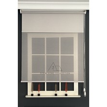 Serin Home Collection Gri Jaluzi Görünümlü Tül ve Stor Perde (Dayanıklı Alüminyum Kasa)