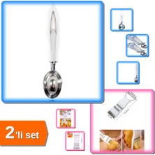 Hereveoyuncak Metal Dondurma Kepçesi + 5 Fonksiyonlu Sebze Meyve Soyucu - 2li Set N6K3U4