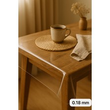 SONIKON LINE Pvc Şeffaf Kalın Masa Örtüsü 0.18 mm Kaymaz Taban Su Geçirmez ve Silinebilir Masa Koruyucu