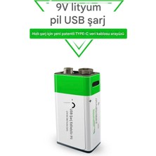 Azurtech USB Şarjlı 9V 1000MAH Lityum Şarjlı Pil Batarya 2li Set 1200 Şarj Döngüsü