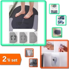 Hereveoyuncak Sihirli Su Emici Kaydırmaz Banyo Paspası + 5 Adet Yapışkanlı Banyo Raf Tutucu Askı Pin - 2li Set Q1F