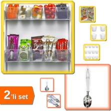 Hereveoyuncak 12 Adet Buzdolabı Içi Mini Düzenleyici Kutu + Metal Dondurma Kaşığı Kepçesi - 2li Set M2S5Q8