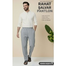 Fatih Online Collections Hacı ve Umre İçin Günlükte Şık Kesim Rahat Kalıp Erkek Şalvar Pantolon Gri - XL