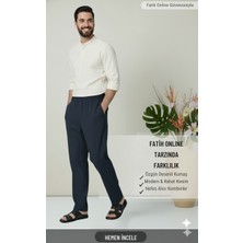 Fatih Online Collections Hacı ve Umre için Günlükte Şık Kesim Rahat Kalıp Erkek Şalvar Pantolon Lacivert - XL