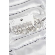 Dktt Pirinç Halka Model Gümüş Renk Kadın Set Küpe - TJ-BKP11048