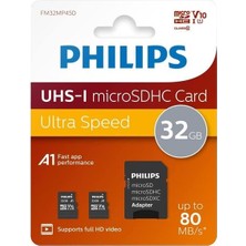 Philips FM32MP45D/00 32GB CLASS10 Uhs-I U1 Tf Adaptörlü Micro Sdhc Hafıza Kartı (2'li Paket)