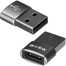 S-Link SL-TA28M Otg Çevirici Type-C Dişi To USB Erkek Metal Gövdeli