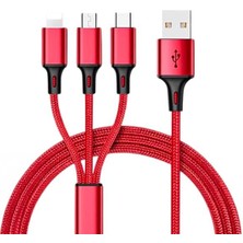 Powermaster PM-26336 3 In 1 Kırmızı 1.2 Metre Şarj Kablosu