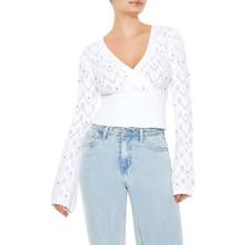 F21 Renkli Taşlı Detaylı Kazak