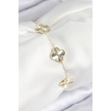 Dktt VIP Pirinç Yonca Model Gold Renk Kadın Bileklik - TJ-BB7783