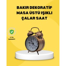 Zero Land Nrzsnt Dekoratif Bronz Renk Metal Alarmlı Masa Üstü Saat Klasik Tasarım