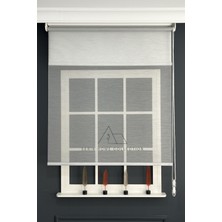 Serin Home Collection Gri Ince Çizgili Tül ve Stor Perde (Dayanıklı Alüminyum Kasa)