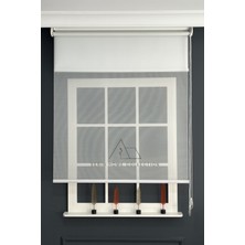 Serin Home Collection Beyaz Ince Çizgili Tül ve Stor Perde (Dayanıklı Alüminyum Kasa)