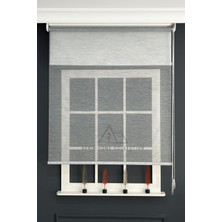 Serin Home Collection Koyu Gri Ince Çizgili Tül ve Stor Perde (Dayanıklı Alüminyum Kasa)