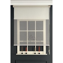 Serin Home Collection Krem Ince Çizgili Tül ve Stor Perde (Dayanıklı Alüminyum Kasa)