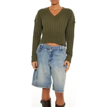 F21 Örgü Crop Kazak