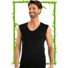 Hrnzafer Tekstil Bambu Erkek Sıfır Kol V Yaka Atlet (Q-En 601)