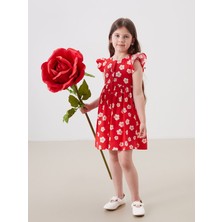 Lc Waikiki Yeni Sezon Önden Düğmeli Çiçekli Kız Çocuk Poplin Elbise