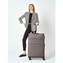 Pierre Cardin 4200 Büyük Boy Ultra Light Hafif Lüx Kumaş Tekerlekli Valiz