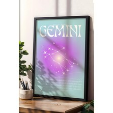 Satürn Design Gemini Ikizler Burcu Çerçeveli Tablo Aura Enerji Renkleri Astrolojik Takım Yıldızı Sembolü