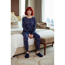 Ersefa Kadın Yılbaşı Desenli Örme Pijama Takımı Fonksiyonel Dayanıklı Kaliteli Konforlu Estetik Şık
