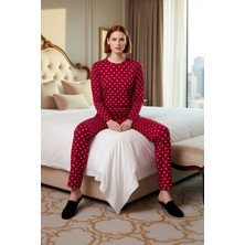 Ersefa Kadın Puantiye ve Kalp Baskılı Örme Pijama Takımı Fonksiyonel Dayanıklı Kaliteli Konforlu Şık