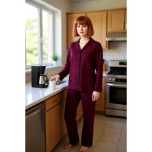 FRM Benekli Pijama Takımı Gömlek Yaka Kadın Fonksiyonel Dayanıklı Kaliteli Konforlu Estetik Şık