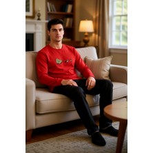 PayBuy Erkek Yılbaşı Temalı Bisiklet Yaka Pijama Takımı Fonksiyonel Dayanıklı Kaliteli Konforlu Şık