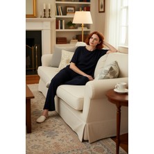 PayBuy Kadın Fitilli Bisiklet Yaka Kısa Kollu T Shirt ve Boru Paça Pantolon Lounge Takımı Estetik