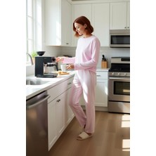 FRM Kadın Kışlık Antrasit Çizgili Pamuklu Pijama Fonksiyonel Dayanıklı Kaliteli Konforlu Rahat