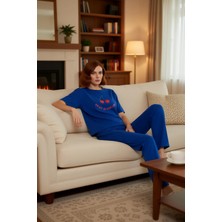 PayBuy Kadın Açık Eğlenceli Baskılı Bisiklet Yaka Pijama Takımı Fonksiyonel Dayanıklı Kaliteli Şık