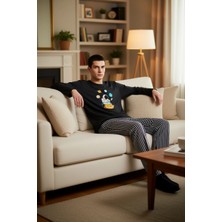 PayBuy Uzun Kollu Astronot Baskılı Pijama Takımı Kadın Fonksiyonel Dayanıklı Kaliteli Konforlu Şık