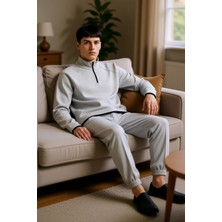 PayBuy Erkek Ottoman Dokulu Fermuarli Sweatshirt ve Pantolon Pijama Takımı Fonksiyonel Dayanıklı Şık