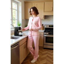FRM Kadın Pastel Fitilli Pijama Takımı Hırkalı Fonksiyonel Dayanıklı Kaliteli Konforlu Estetik