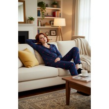 PayBuy Kadın Kalp Desenli Gömlek Yaka Pijama Takımı Fonksiyonel Dayanıklı Kaliteli Konforlu Rahat