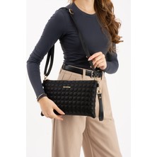 Rky Serenity Sanmorris Kadın Suni Deri Mozaik Desen Ayarlanabilir Çapraz ve El Askılı Portföy, Clutch Çanta