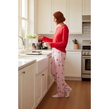 FRM Kadın Bisiklet Yaka Uzun Kollu Yılbaşı Temalı Pijama Fonksiyonel Dayanıklı Kaliteli Modern