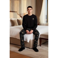 Ersefa Erkek Haki Uzun Kollu Nakışlı Pijama Takımı Fonksiyonel Dayanıklı Kaliteli Konforlu Modern
