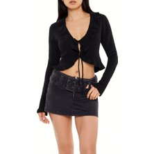 F21 Fırfır Yaka Detaylı Hırka