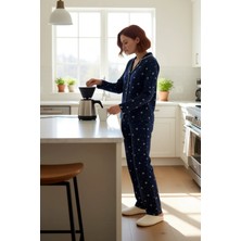 FRM Kadın Kışlık Baskılı Pijama Takımı Gömlek Yaka Fonksiyonel Dayanıklı Kaliteli Konforlu Şık