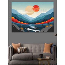 Tablo Mega Gündoğumu Soyut Manzara Dekoratif Kanvas - Mdf Ahşap Tablo