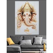 Karizma Tablo Dört Kollu Ganesha Hindu Tanrı Dekoratif Kanvas - Mdf Ahşap Tablo