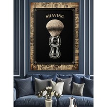 Karizma Tablo Berber Tıraş Fırçası Poster Dekoratif Kanvas - Mdf Ahşap Tablo